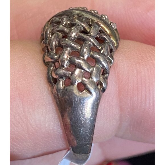 Ring Size 8 Gold Accents CZ Sterling Silver 925 Women Semi-Precious Stone - Picture 4 of 13